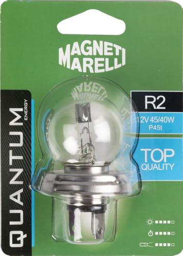 Quantum Energy Bombilla asimétrica Magneti Marelli R2 para coche individual, 12 V, 45/40 W, conexión P45t