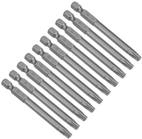 sourcing map 10pcs 75mm Long 1/4 Hex Shank T30 Magnetic Torx Head Screwdriver Bits S2 High Alloy Steel