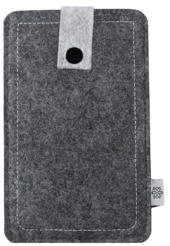 Davii Handy Filztasche passend für Apple iPhone XR / 11 (nur Handy), robuste Handy Schutzhülle mit Lasche & Druckknopf, Rundumschutz - L Grau