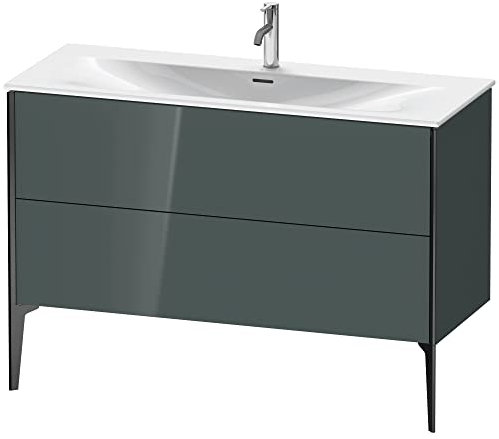 Duravit XViu 4304 Waschtischunterbau stehend, 2 Auszüge, für Waschtisch Viu 234412, 1210x480 mm, Farbe (Front/Korpus): schwarz matt/dolomiti Grey hgl - XV43040B238