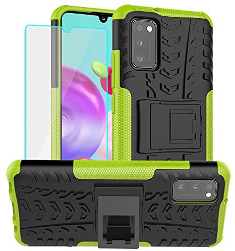 Yiakeng Handyhülle für Samsung Galaxy A41 Hülle, Galaxy A41 Hülle, mit Schutzfolie, Stoßfest Schlank Silikon 360 Grad Schutz Mit Ständer für Samsung Galaxy A41 (Grün)
