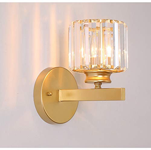 Applique Murale en Cristal Moderne - Lampe de Chevet Décorative, Éclairage à la Maison, Abat-Jour en Verre pour Allée, E27 (Doré)
