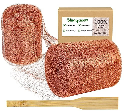 Wanqueen Copper Mesh Roll for Mice Rat Rodent Repellent, Sturdy 32 Feet Copper Wool Mouse Trap for Bat Snail Bird Control with Packing Tool