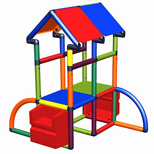 move and stic Spielturm Dorle Kletterbrücke Kletterturm mit Treppe und Dach für Kinderzimmer oder Spielzimmer