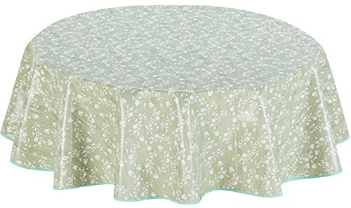 Home Direct Round Oilcloth PVC Wipe Clean Tablecloth Table Cover 140cm 55 Sage Green