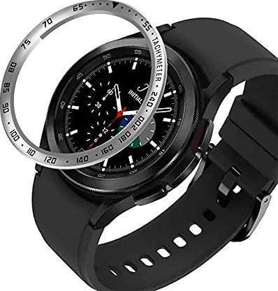 AISPORTS Anillo de Bisel Compatible con Samsung Galaxy Watch 4 Classic 46mm Cubierta Adhesiva Bucle de Bisel Cubierta Protectora de Bisel de Metal Antiarañazos para Samsung Galaxy Watch 4 Classic 46mm