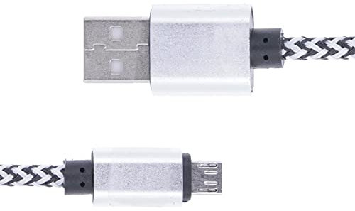 Cavo USB maschio a Micro USB maschio in rete rinforzata intrecciato nero - bianco, 3 metri, senza grovigli