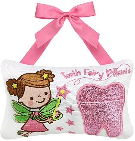 Zahnfee-Kissen für Jungen und Mädchen, bestickte Cartoon-Zahntaschen, Zahnfee-Geschenke für Kinder (Girl)