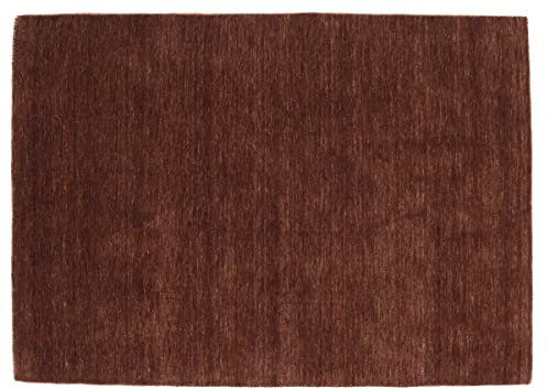 RUG PRINCE Wollteppich Gabbeh Uni 40x60 Handgewebt Braun Einfarbig Handarbeit Zimmer