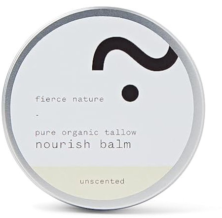 Fierce Nature Pure Nourish Tallow Balm | Organic, Vitamin-Rich Nourishing Body & Face Moisturizer | Natural, Essential Oil Free Skincare | Unscented 100g