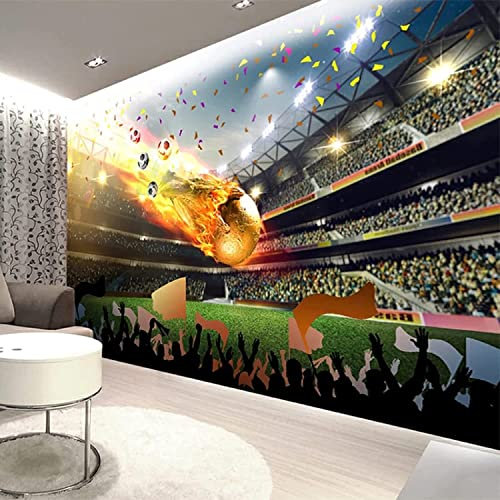 GHASOO Bedroom Background Wall Flame Football Boy Bedroom Background Wall 3D Mural Wallpaper 3D Wallpapers Wallpaper Paste Living Room Paste The Wall Removable Wall Art 78X 59