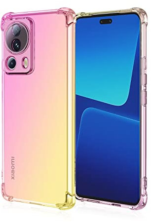 EASSGU Custodia per Xiaomi MI 13 Lite (6.55 Inches), Cover Silicone TPU Colore Sfumato Trasparente, Custodia per Telefono Antiurto e Antigraffio - Oro Rosa