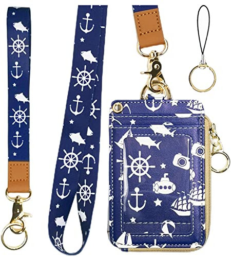 Schlüsselband mit Brieftasche, Reißverschluss-Ausweishülle mit Schlüsselband, Ausweishalter, Schlüsselband, Brieftasche für Frauen, Ausweishülle mit Umhängeband, Kreuzfahrtschiff)