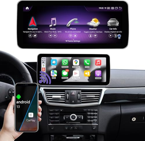 Road Top Android 13 Autoradio 12.3'' Carplay Touchscreen für Mercedes Benz E Klasse W212 2009-2014 Jahr, 8+256 GB, Unterstützung Wirless Carplay, Android Auto, Navigation, Rückfahrkamera