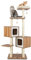 GOPLUS Arbre à Chat 163CM en Bois, 6 Niveaux, avec Plateformes, Condos, Coussins Confortables, Poteaux en Sisal, Boules, Naturel