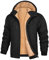 UMIPUBO Felpa Uomo Felpa con Cappuccio Fodera in Pile Invernale Giacca con Zip Caldo Manica Lunga Termica Fleece Pullover Hoodie Sweatshirt con Cerniera Cappotto da Uomo (Nero, L)