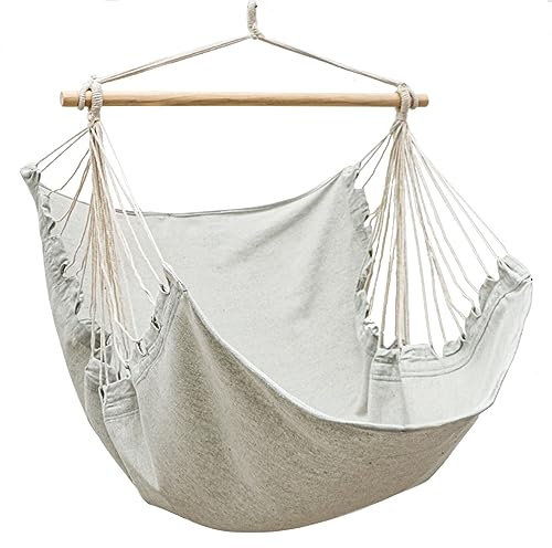 AMANKA XL Hängesessel Grau 155x125 cm belastbar bis 150kg für 2 Personen – Hängeschaukel für Balkon – dekorativer Hängesitz aus Baumwolle als Sitzsack zum Hängen - Hängestuhl Garten