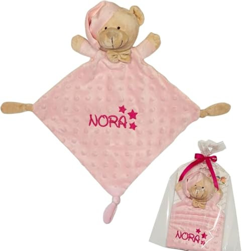 Balú - Doudou Personalizado con Nombre Bordado, Peluche Osito para Bebé Recién Nacido, Mantita de Apego Suave, Regalo Original Bebé Niño o Niña, 3 Colores