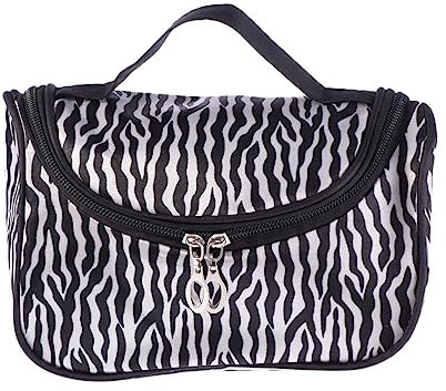 FRCOLOR Trousse De Toilette Imprimée Zèbre De Voyage Cosmétique Portable pour Femme Organisateur De Maquillage avec Double Fermeture Éclair Et Élastiques Intérieurs