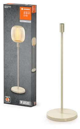 Ledvance Dekorative Stehleuchte mit E27-Fassung, kurzer Ständer (Höhe 78cm), Beige, mit 1.8m Stromkabel, perfekt passende OSRAM 1906 LED Lampe separat erhältlich