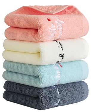 Loialpupy Juego de 4 toallas de invitados para gimnasios, playa, piscina, salón, boda, hotel, spa, 34 x 74 cm, juego de toallas de baño para niños (E)