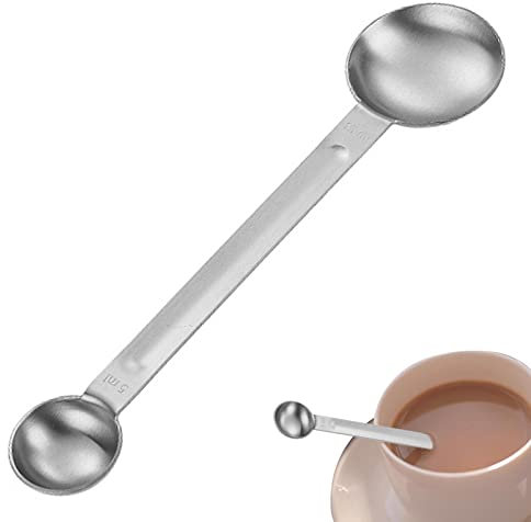 Cuillère Doseuse Café, 2 Pièces Acier Inoxydable Double Tête 5 ML 15 ML 2 en 1 Cuillère Doseur Cuillere Cuillère À Mesurer Le Café Colorée pour Sac Lait en Poudre Café Et Grains