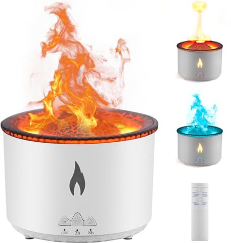 Trsaow Essential Oil Diffuser Volcano Diffuser, Jellyfish Mist Volcano Humidifier for Bedroom, Pulsating/Continuous Modes, Dual Night Light Color, 360ml (Red & Blue)