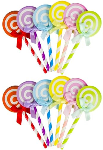 HAOBIN Lollipop Kuchen Topper Tortendeko Cupcake Toppers Dekoration Tortendeko Geburtstag Cake Topper Tortendekoration Diy-Kuchendekoration,Hochzeit,Geburtstag,Dekoration,6 Farben (A, 36)