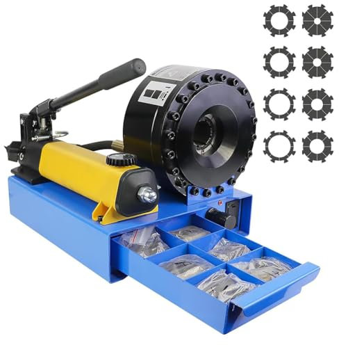 QUTBAG Hydraulikschlauch-Crimpzange, handgehaltenes Hydraulikschlauch-Crimpwerkzeug mit 7 Matrizensätzen, Crimpbereich 6–25 mm, manuelle Schrumpfmaschine für Rohrleitungen von Baggern Automobilen