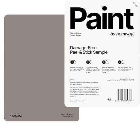 Hemway - Peel & Stick Sample for Our Chalk Based Furniture Matt Paint - Taupe Brown | A5 Damage-Free, Accurate Colour Swatch | Test Our Chalky Matt Shabby Chic Finishes for Interior Decor