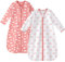 Unnivoll Baby Sleeping Bag 0.5 Tog 18-24 Months Long Sleeve Summer Sleep Sack 2 Pack 100% Cotton Baby Sleep Bag Wearable Blanket for Newborn Infant White Pink Rainbow
