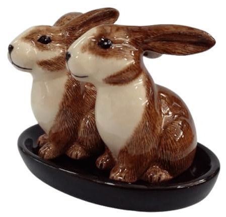 Keramik Salz- und Pfefferstreuer Set, Tiermotiv, Fauna, ca. 13 x 9 cm (Hasen)