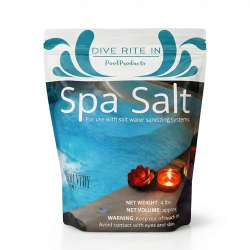Home and Country USA Sal para Jacuzzi y SPA Dive Rite para Todos los Sistemas de Agua Salada, incluidos Hotspring, Jacuzzi, Caldera y Chloromatic, 4 l