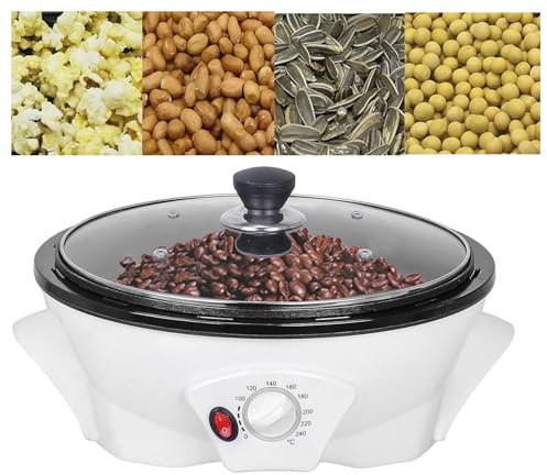 Tostatrice Elettrica per Chicchi di caffè,Tostatrice caffè Uso Domestico1200 W, Dotata di Asta Rotante/0 A 240 ℃/Avvio con Un Pulsante-per Principianti E Amanti del caffè