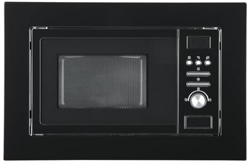 Techomey Microonde da Incasso, 800W, 20 Litri, Forno a Microonde da Incasso con Grill, 59,5x34,4x38,8cm, 8 Ricette Automatiche, Nero
