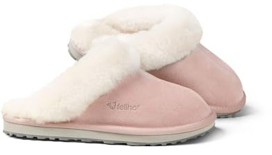 Fellhof Lammfell Pantoffeln Damen PRIMO, kuschelige Lammfellpantoffeln für Frauen, Winter & Sommer Hausschuhe aus echtem Lammfell, rosa Gr. 40