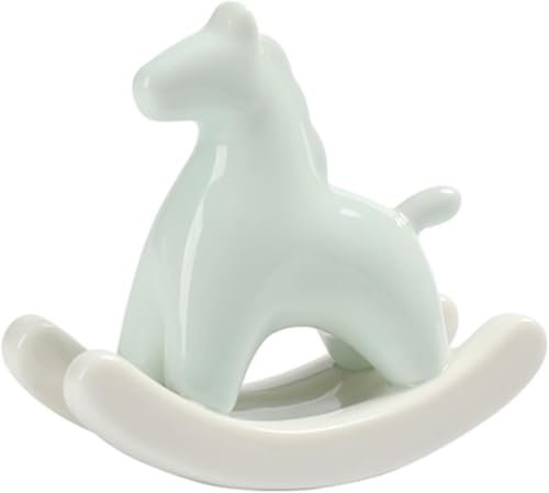 BGFYUSF Keramikfigur Schaukelpferd， Cyan Porzellan Skulptur Ornament Kunst Wohndekoration Büro Statue für kleine Tischregal Dekor Niedlich，