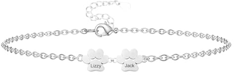 Benutzerdefinierte Name Hund Pfote drucken Armband personalisierte Name Armband Edelstahl benutzerdefinierte winzigen Hund Pfote Armband mit 1-7 Namen personalisierte Haustier-Schmuck-Geschenk