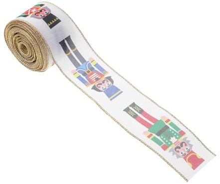 ADOCARN Christmas Ribbon Nutcracker 10 Yard Holiday Wrapping Ribbon Nutcracker Theme for Christmas Tree Decorations Wrapping Presents