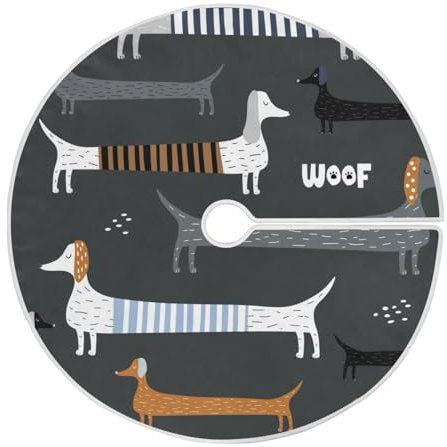 Tappeto Albero di Natale Dachshunds Gonna Base Tappetino Copertura Morbido Gonna Albero di Natale Decorazioni Copri Base Albero Natale per Home Decor Capodanno Festa L