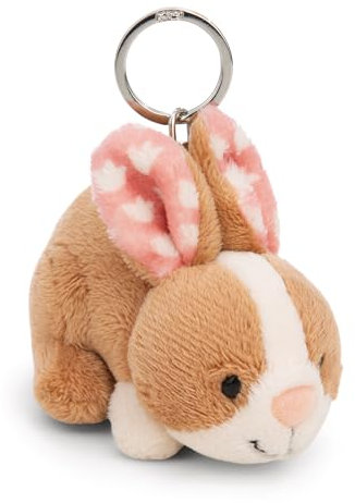 NICI Schlüsselanhänger Hase Hopsala 10cm - braun - Plüsch-Begleiter für Rucksack oder Tasche, Kuschel-Anhänger mit Metallring für Schlüsselbund & Schlüsselhalter | 61620