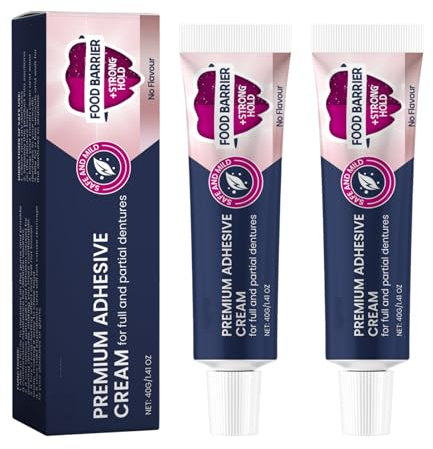 Denture Adhesive Gel,2 PCS 40g Denture Adhesive,Cushion Grip Denture Adhesive Professional Denture Adhesive Thermoplastic Denture Adhesive Easy to Use for Fixing Upper and Lower Dentures