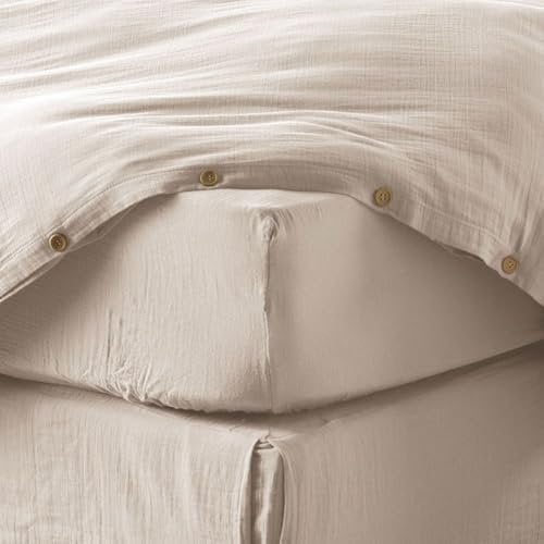 Drap Housse 200x200 cm Gaze de Coton Naturel