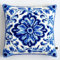 ANSIWEIGO Kreuzstich Stickpackungen Kissen Stickerei Set Anfänger Vorgedruckt Design 45x45cm Stickbilder Kreuzstich Kissen Set Stickkissen Kreuzstichkissen Blaue und weiße Blume