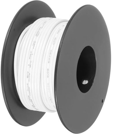 QUARKZMAN Cable De PVC Trenzado 22AWG 15M/49ft Blanco, Cable Eléctrico UL1007 Carrete De Cobre Estañado Para Conexiones Internas, Marina