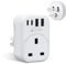 AUNNO UK to US Plug Adaptor, 20W Grounded USA Adapter with 2 USB Ports and 2 USB-C Ports, 5 in 1 Adapter for US Canada Mexico Thailand etc (Type B)