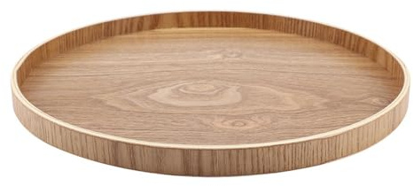KooingTech 33cm Holztablett Rund, Serviertablett, Tablett Rund für Getränke Kaffee Fernbedienungen Schlüsseln Früchte Süßigkeiten Lebensmittel Wohnkultur