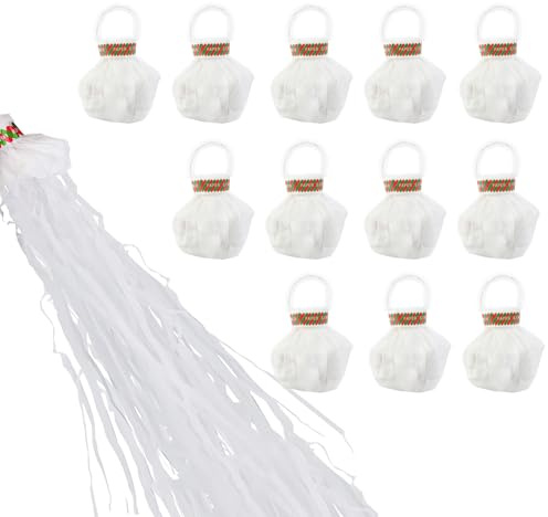 12 Stück Wurf Luftschlangen Bombe, Luftschlangen Werfen Weiße, Wurf Luftschlangen Hochzeit, Hand Werfen Streamer Konfetti Luftschlangen für Geburtstag Hochzeiten Weihnachten Karneval Abschlussfeier