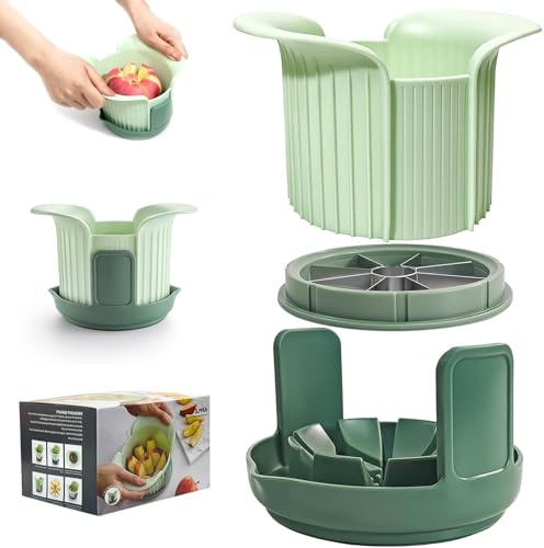 GREATRICH Coupe Pomme en Quartier Professionnel, Découpe Pomme 8 Parts avec Support Antidérapant, Lame en Acier Inoxydable Tranche Complètement les Pommes, Coupe Fruit avec Manche Confortable
