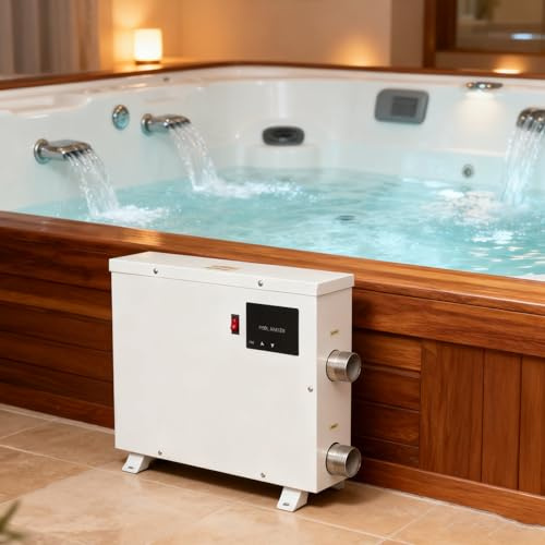 aromaoveite Poolheizungen | Elektrische Poolheizungen mit Touchscreen, intelligenter Temperaturregelung und korrosionsbeständigem Edelstahl,geeignet für Schwimmbäder,Thermalquellen Whirlpools 5.5kw